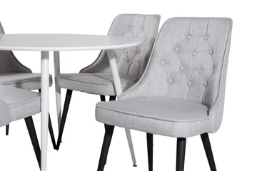 Ridones Matgrupp 100 cm Rund inkl 4 Valera Stolar - Vit/Grå - Möbler - Bord & matgrupp - Matgrupp