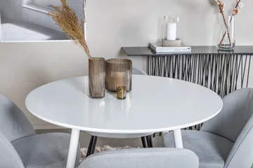 Ridones Matgrupp 100 cm Rund inkl 4 Valeri Manchesterstolar - Vit/Grå - Möbler - Bord & matgrupp - Matgrupp