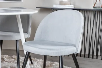 Ridones Matgrupp 100 cm Rund inkl 4 Valeri Manchesterstolar - Vit/Grå - Möbler - Bord & matgrupp - Matgrupp