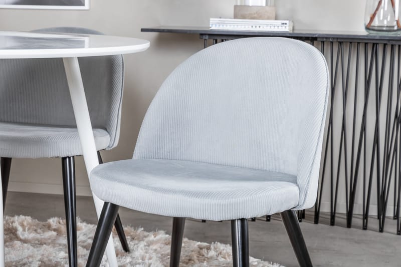 Ridones Matgrupp 100 cm Rund inkl 4 Valeri Manchesterstolar - Vit/Grå - Möbler - Bord & matgrupp - Matgrupp