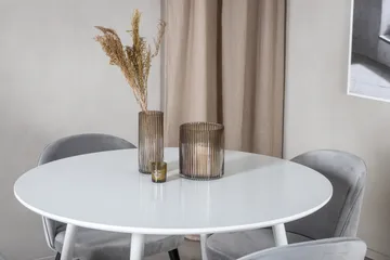 Ridones Matgrupp 100 cm Rund inkl 4 Valerie Sammetsstolar - Vit/Ljusgrå - Möbler - Bord & matgrupp - Matgrupp