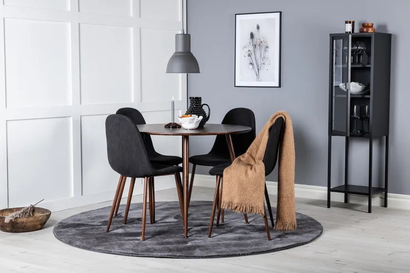 Ridones Matgrupp 100 cm Rund inkl 4 Ypas Stolar - Brun/Svart - Möbler - Bord & matgrupp - Matgrupp