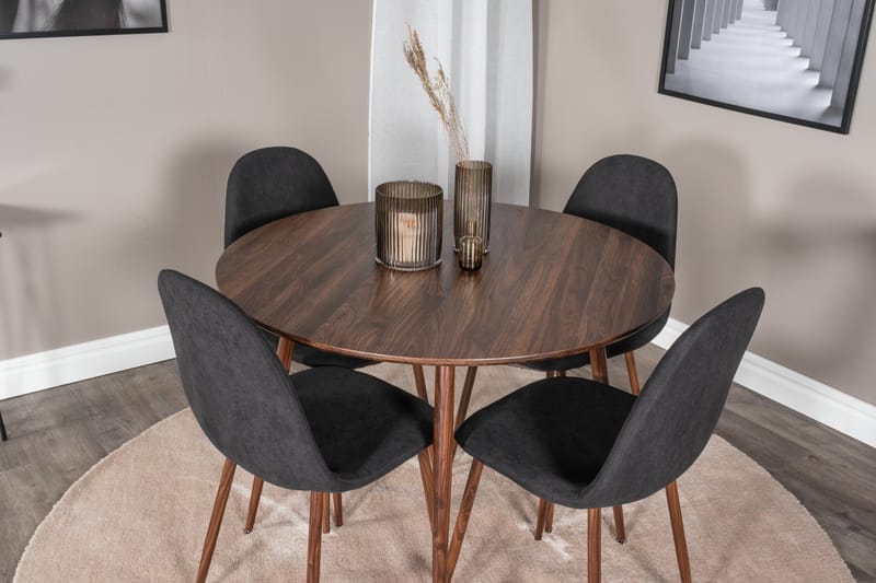 Ridones Matgrupp 100 cm Rund inkl 4 Ypas Stolar - Brun/Svart - Möbler - Bord & matgrupp - Matgrupp