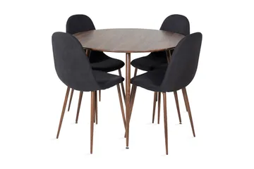 Ridones Matgrupp 100 cm Rund inkl 4 Ypas Stolar - Brun/Svart - Möbler - Bord & matgrupp - Matgrupp