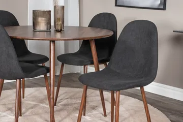 Ridones Matgrupp 100 cm Rund inkl 4 Ypas Stolar - Brun/Svart - Möbler - Bord & matgrupp - Matgrupp