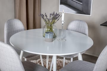 Ridones Matgrupp 100 cm Rund inkl 4 Ypas Stolar - Vit/Grå - Möbler - Bord & matgrupp - Matgrupp