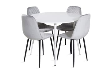 Ridones Matgrupp 100 cm Rund inkl 4 Ypas Stolar - Vit/Grå/Svart - Möbler - Bord & matgrupp - Matgrupp