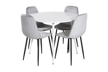 Ridones Matgrupp 100 cm Rund inkl 4 Ypas Stolar - Vit/Grå/Svart - Möbler - Bord & matgrupp - Matgrupp