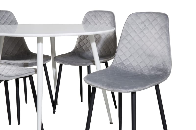 Ridones Matgrupp 100 cm Rund inkl 4 Ypas Stolar - Vit/Grå/Svart - Möbler - Bord & matgrupp - Matgrupp