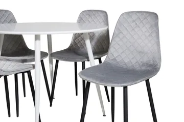 Ridones Matgrupp 100 cm Rund inkl 4 Ypas Stolar - Vit/Grå/Svart - Möbler - Bord & matgrupp - Matgrupp