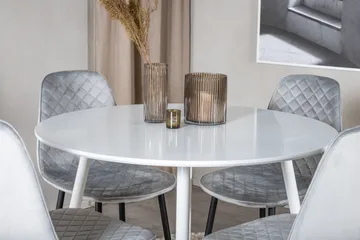 Ridones Matgrupp 100 cm Rund inkl 4 Ypas Stolar - Vit/Grå/Svart - Möbler - Bord & matgrupp - Matgrupp