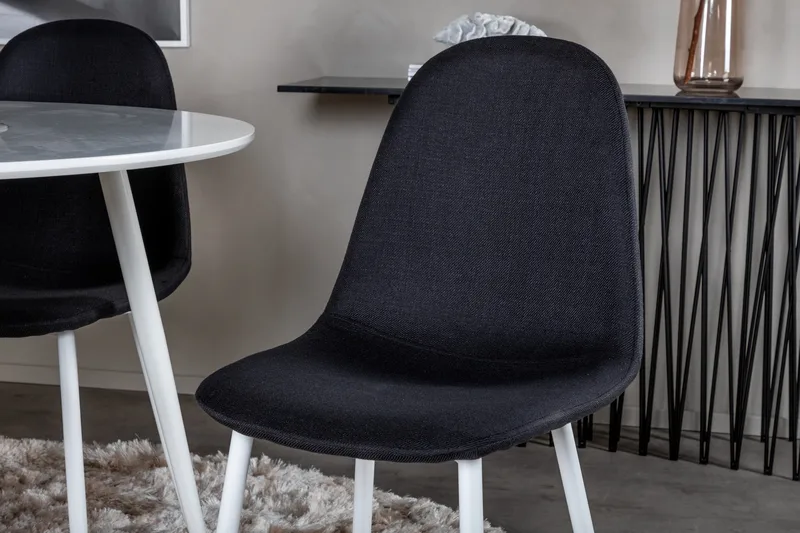 Ridones Matgrupp 100 cm Rund inkl 4 Ypas Stolar - Vit/Svart - Möbler - Bord & matgrupp - Matgrupp