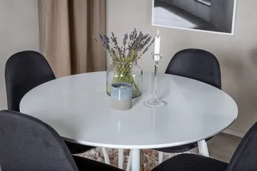 Ridones Matgrupp 100 cm Rund inkl 4 Ypas Stolar - Vit/Svart - Möbler - Bord & matgrupp - Matgrupp