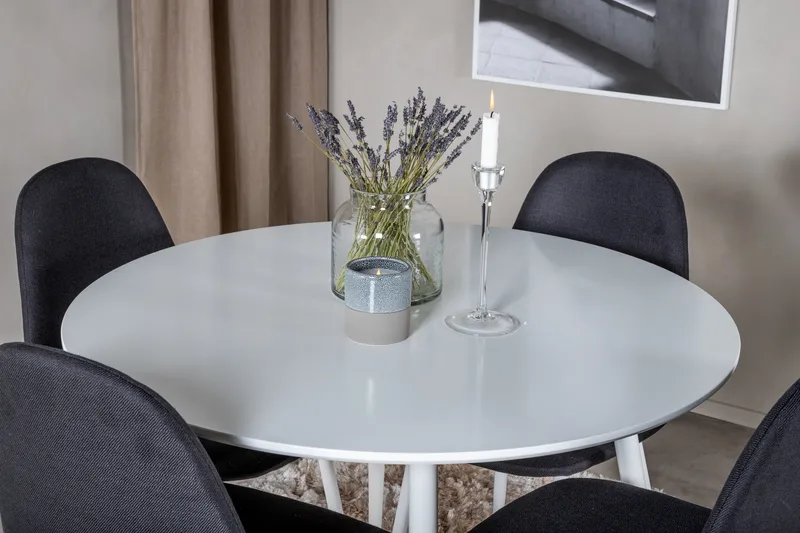 Ridones Matgrupp 100 cm Rund inkl 4 Ypas Stolar - Vit/Svart - Möbler - Bord & matgrupp - Matgrupp