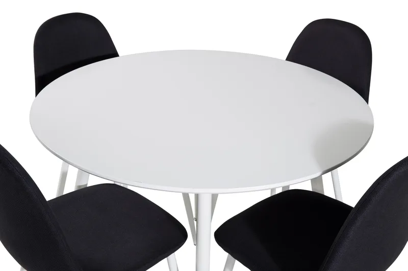 Ridones Matgrupp 100 cm Rund inkl 4 Ypas Stolar - Vit/Svart - Möbler - Bord & matgrupp - Matgrupp