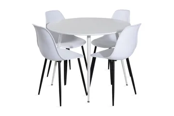 Ridones Matgrupp 100 cm Rund inkl 4 Ypas Stolar - Vit/Svart - Möbler - Bord & matgrupp - Matgrupp