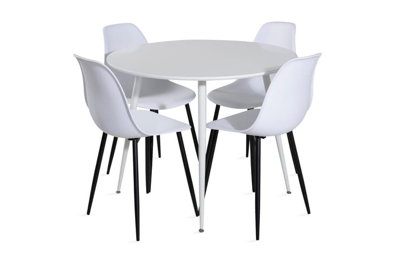 Ridones Matgrupp 100 cm Rund inkl 4 Ypas Stolar, Vit/Svart