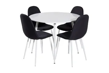 Ridones Matgrupp 100 cm Rund inkl 4 Ypas Stolar - Vit/Svart - Möbler - Bord & matgrupp - Matgrupp