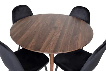 Ridones Matgrupp 100 cm Rund inkl 4 Pontus Stolar - Brun/Svart - Möbler - Bord & matgrupp - Matgrupp