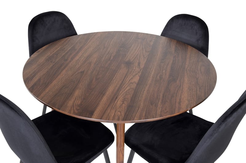 Ridones Matgrupp 100 cm Rund inkl 4 Pontus Stolar - Brun/Svart - Möbler - Bord & matgrupp - Matgrupp