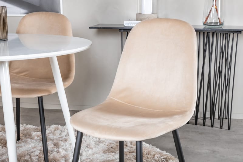 Ridones Matgrupp 100 cm Rund inkl 4 Pontus Stolar - Vit/Svart/Beige - Möbler - Bord & matgrupp - Matgrupp