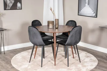 Ridones Matgrupp 100 cm Rund inkl 4 Pontus Stolar - Brun/Svart - Möbler - Bord & matgrupp - Matgrupp