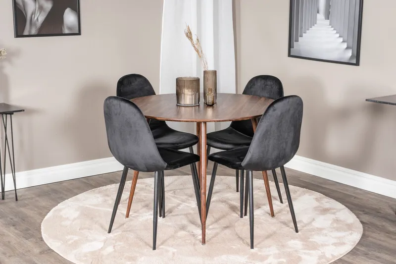 Ridones Matgrupp 100 cm Rund inkl 4 Pontus Stolar - Brun/Svart - Möbler - Bord & matgrupp - Matgrupp