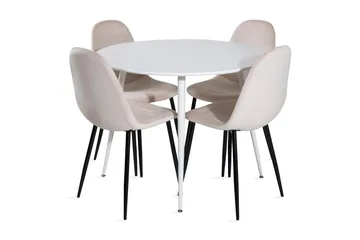 Ridones Matgrupp 100 cm Rund inkl 4 Pontus Stolar - Vit/Svart/Beige - Möbler - Bord & matgrupp - Matgrupp