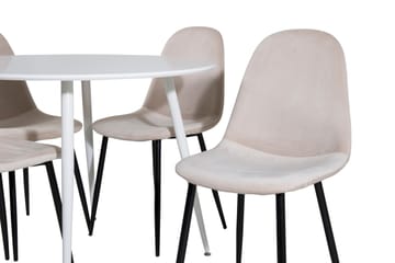 Ridones Matgrupp 100 cm Rund inkl 4 Pontus Stolar - Vit/Svart/Beige - Möbler - Bord & matgrupp - Matgrupp