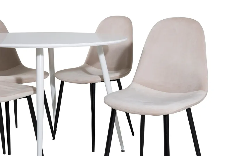 Ridones Matgrupp 100 cm Rund inkl 4 Pontus Stolar - Vit/Svart/Beige - Möbler - Bord & matgrupp - Matgrupp