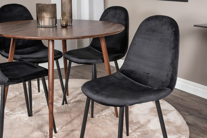 Ridones Matgrupp 100 cm Rund inkl 4 Pontus Stolar - Brun/Svart - Möbler - Bord & matgrupp - Matgrupp