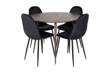 Ridones Matgrupp 100 cm Rund inkl 4 Pontus Stolar - Brun/Svart - Möbler - Bord & matgrupp - Matgrupp