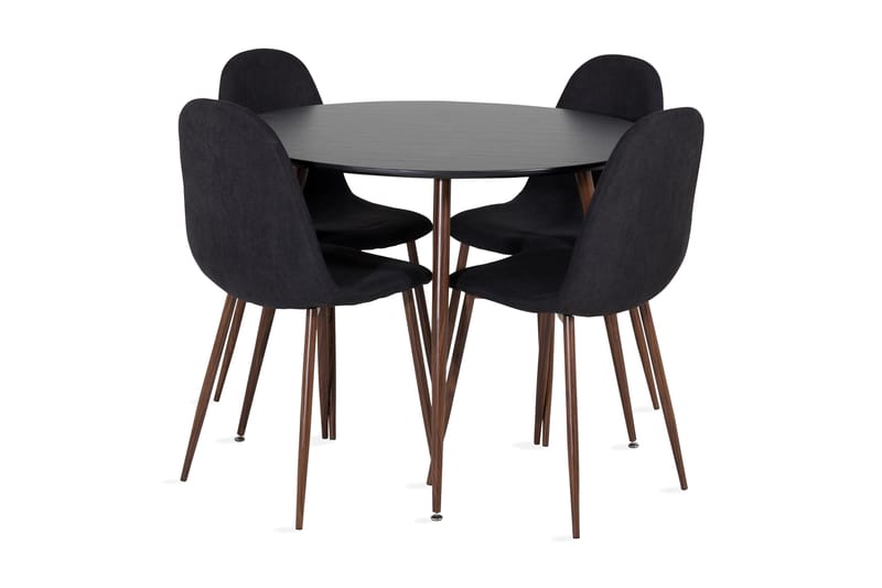 Ridones Matgrupp inkl 4 Ypas Stolar, Svart/Brun