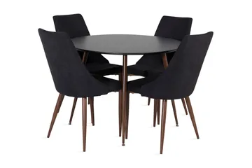 Ridones Matgrupp Runt inkl 4 Campomar Stolar - Svart/Brun - Möbler - Bord & matgrupp - Matgrupp