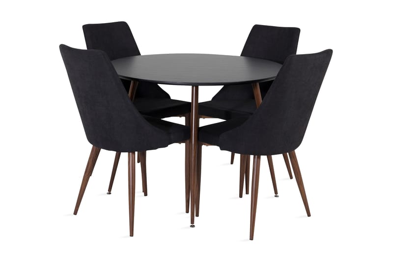 Ridones Matgrupp Runt inkl 4 Campomar Stolar, Svart/Brun