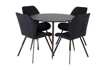 Ridones Matgrupp Runt inkl 4 Sumoas Stolar - Svart/Brun - Möbler - Bord & matgrupp - Matgrupp