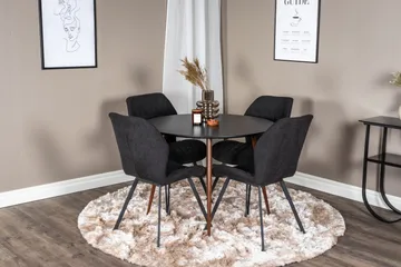 Ridones Matgrupp Runt inkl 4 Sumoas Stolar - Svart/Brun - Möbler - Bord & matgrupp - Matgrupp