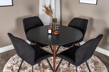 Ridones Matgrupp Runt inkl 4 Sumoas Stolar - Svart/Brun - Möbler - Bord & matgrupp - Matgrupp