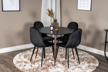 Ridones Matgrupp Runt inkl 4 Pontus Stolar - Svart/Brun - Möbler - Bord & matgrupp - Matgrupp