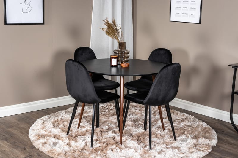 Ridones Matgrupp Runt inkl 4 Pontus Stolar - Svart/Brun - Möbler - Bord & matgrupp - Matgrupp