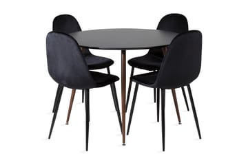 Ridones Matgrupp Runt inkl 4 Pontus Stolar - Svart/Brun - Möbler - Bord & matgrupp - Matgrupp