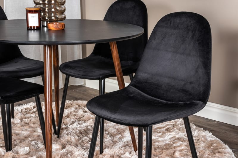 Ridones Matgrupp Runt inkl 4 Pontus Stolar - Svart/Brun - Möbler - Bord & matgrupp - Matgrupp