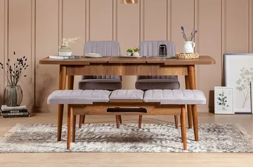 Shundrea Matgrupp 4 delar 75 cm - Valnöt - Möbler - Bord & matgrupp - Matgrupp