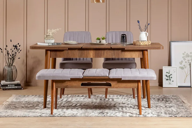 Shundrea Matgrupp 4 delar 75 cm - Valnöt - Möbler - Bord & matgrupp - Matgrupp