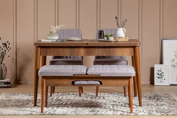 Shundrea Matgrupp 4 delar 75 cm - Valnöt - Möbler - Bord & matgrupp - Matgrupp