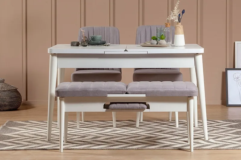 Shundrea Matgrupp 4 delar 75 cm, Vit