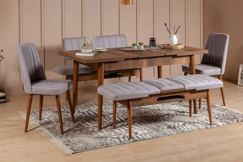 Shundrea Matgrupp 5 delar 75 cm - Valnöt - Möbler - Bord & matgrupp - Matgrupp