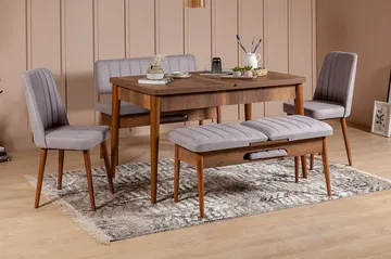 Shundrea Matgrupp 5 delar 75 cm - Valnöt - Möbler - Bord & matgrupp - Matgrupp