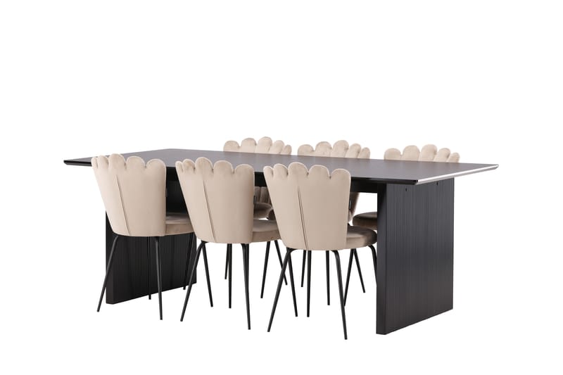 Matgrupp Sicharo  200 cm Rektangulär med 6 Limhamn stolar - Beige - Möbler - Bord & matgrupp - Matgrupp