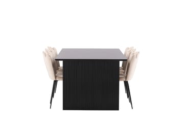Matgrupp Sicharo  200 cm Rektangulär med 6 Limhamn stolar - Beige - Möbler - Bord & matgrupp - Matgrupp